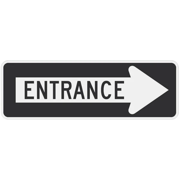 Lavex Right Arrow "Entrance" Diamond Grade Reflective Black Aluminum Sign - 36" x 12"