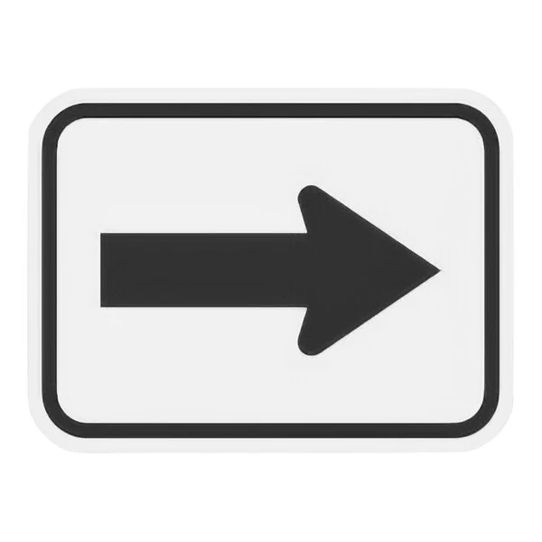 Lavex 12" x 9" White Engineer-Grade Reflective Aluminum Safety Sign with Black Arrow