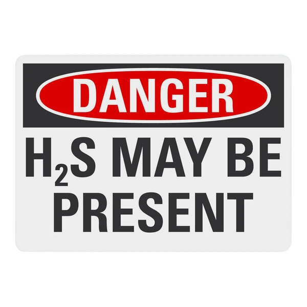 Lavex 14" x 10" Non-Reflective Adhesive Vinyl "Danger / H2S May Be Present" Safety Label