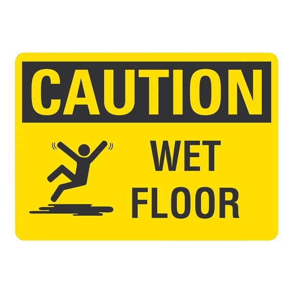 Lavex 14" x 10" Non-Reflective Adhesive Vinyl "Caution / Wet Floor" Safety Label with Symbol