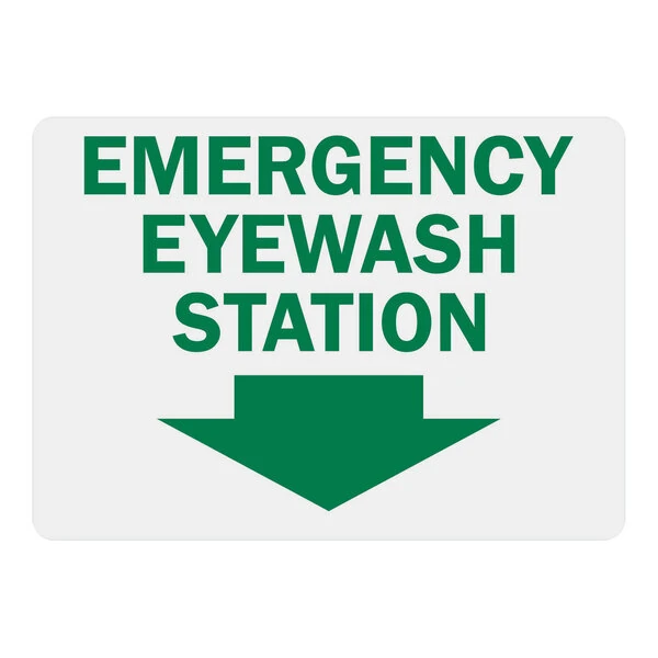 Lavex 10" x 7" Non-Reflective Plastic "Emergency Eye Wash Station" Safety Sign with Down Arrow