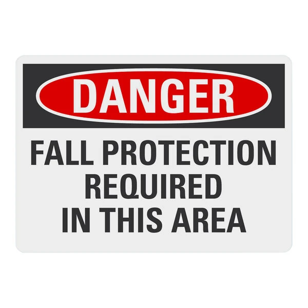 Lavex 10" x 7" Engineer-Grade Reflective Aluminum "Danger / Fall Protection Required In This Area" Safety Sign