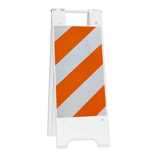 Plasticade® Minicade 12" x 24" White Double-Sided A-Frame Sign Stand / Barricade with Reflective Sheeting 155-WHT12EG
