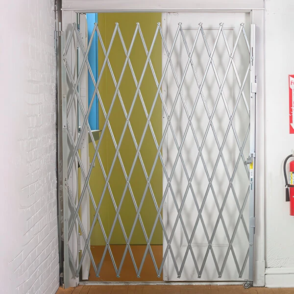 Illinois Engineered Products 3'-4' x 6 1/2' Heavy-Duty Galvanized Steel Folding Single Security Gate SSG470