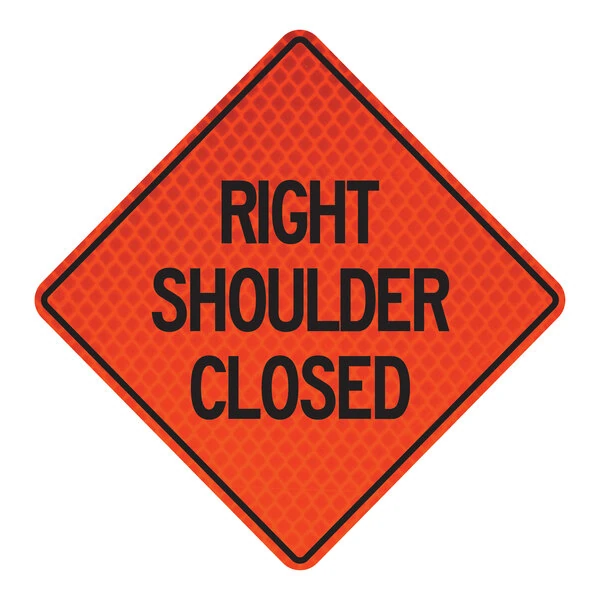 Cortina QuadraFlex 48" x 48" Diamond-Grade "Right Shoulder Closed" Roll-Up Sign 07-800-4180-L