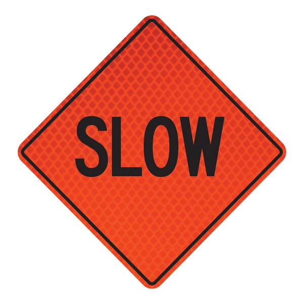 Cortina QuadraFlex 48" x 48" Diamond-Grade "Slow" Roll-Up Sign 07-800-4146-L