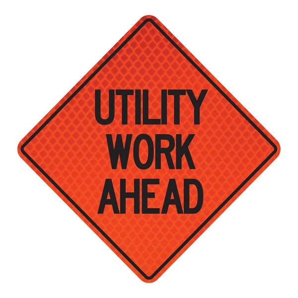 Cortina QuadraFlex 48" x 48" Diamond-Grade "Utility Work Ahead" Roll-Up Sign 07-800-4126-L