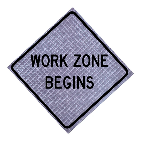Cortina QuadraFlex 48" x 48" Superbright Reflective "Work Zone Begins" Roll-Up Sign 07-800-0700-L-PL