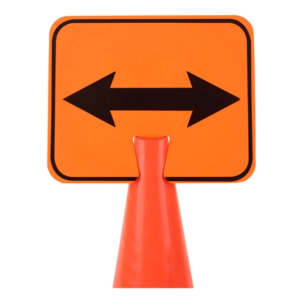 Cortina 13" x 10" Orange / Black Single-Sided Double Arrow Cone Sign 03-550-ARL