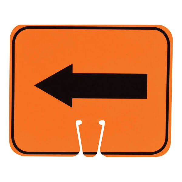 Cortina 13" x 10" Orange / Black Single-Sided Left Arrow Cone Sign 03-550-AL