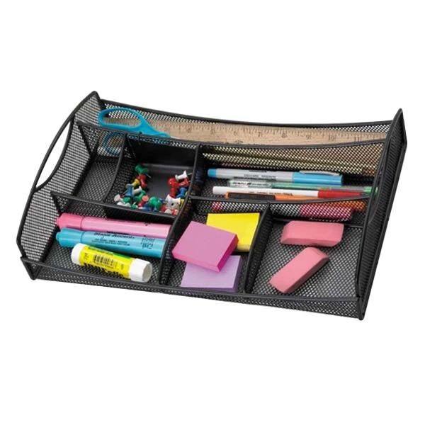 Safco 3262BL 13" x 8 3/4" x 2 3/4" Black 7 Section Mesh Drawer Organizer