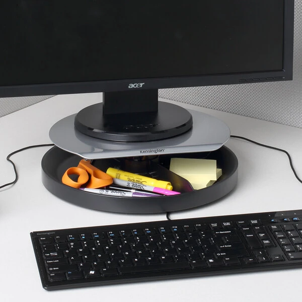 Kensington K60049USAF Spin2 Black / Gray Adjustable Monitor Stand with SmartFit System