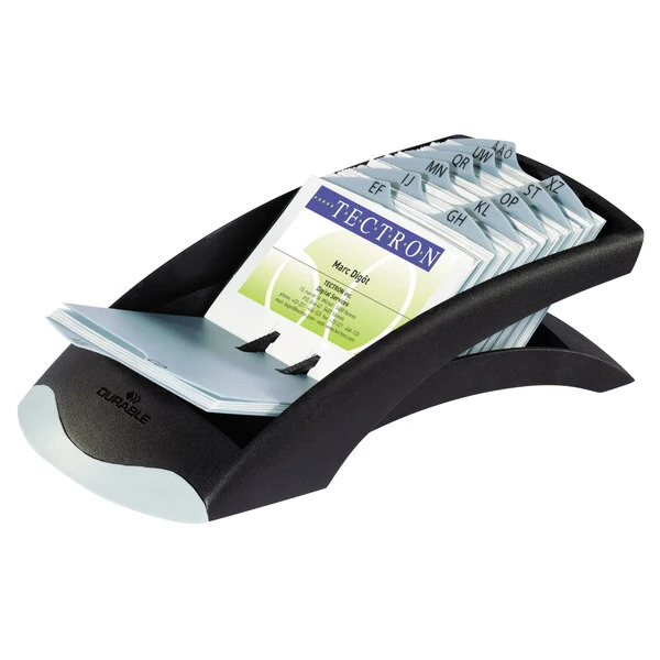 Durable 241301 VISIFIX Graphite / Black 200 Card Business Card File for 4 1/8" x 2 7/8" Cards