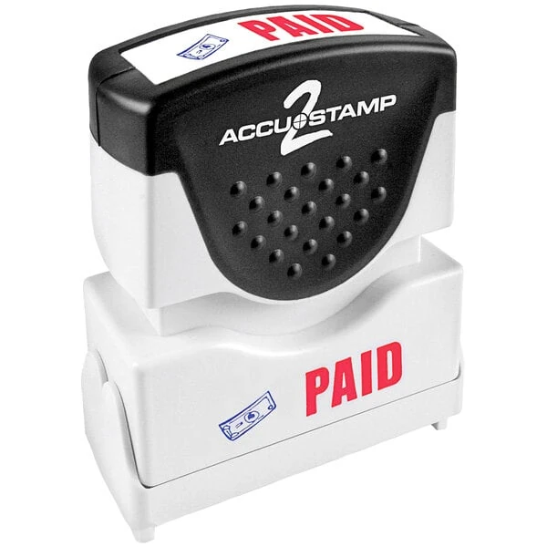Accustamp "PAID" Red / Blue Pre-Inked Shutter Stamp