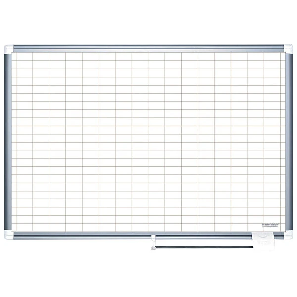 MasterVision BVCMA2792830A 48" x 72" White Grid Dry Erase Planning Board with Accessories - 1" x 2" Grid