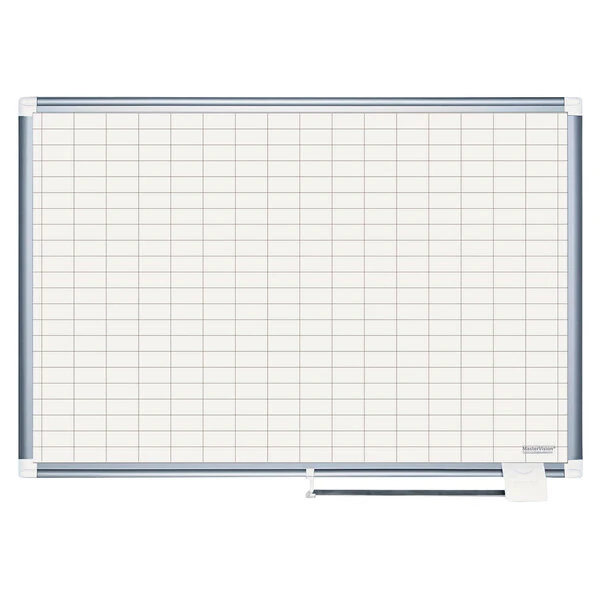 MasterVision CR0830830 36" x 48" White Grid Porcelain Dry Erase Planning Board - 1" x 2" Grid