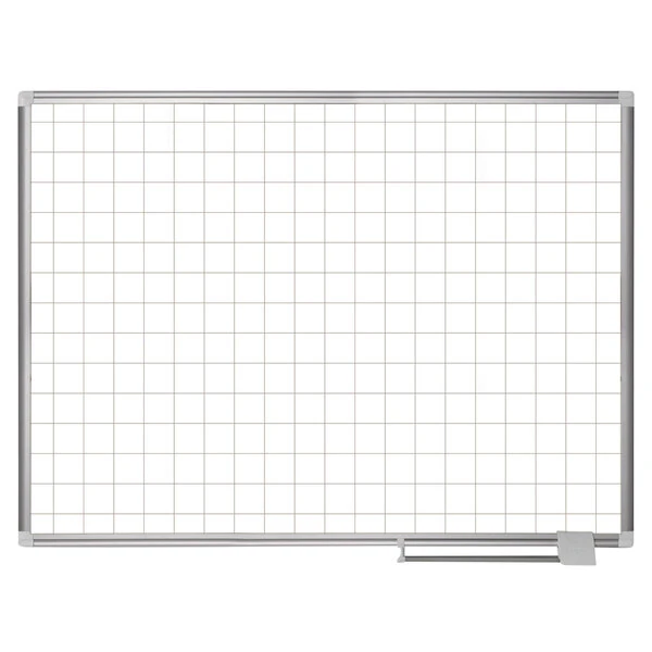 MasterVision CR0895830 36" x 48" White Grid Porcelain Dry Erase Planning Board - 2" x 2" Grid