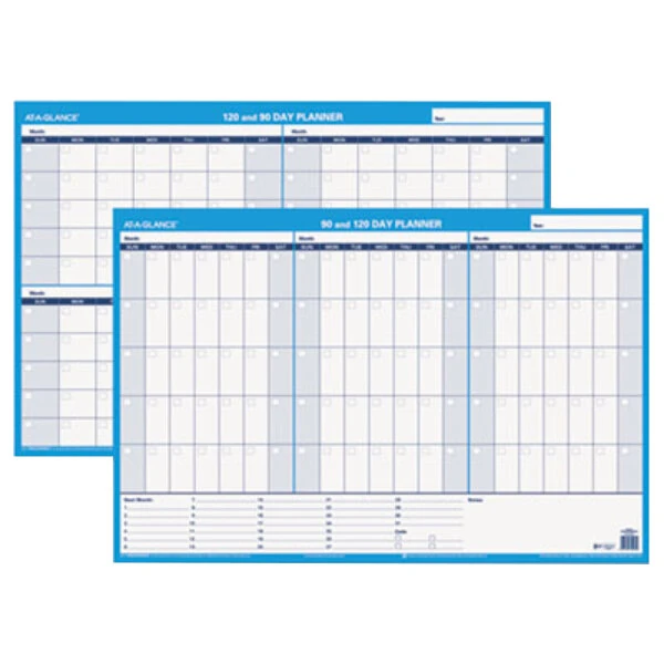 At-A-Glance PM23928 36" x 24" White/Blue 90 / 120 Day Undated Horizontal Erasable Wall Planner