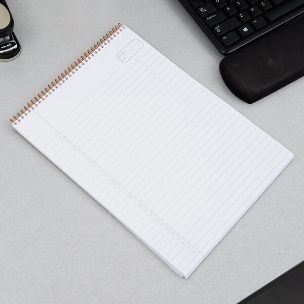 Ampad 20-811 Gold Fibre 8 1/2" x 11 3/4" Wide Ruled Perforated Wirebound Planner Pad with Green Cover