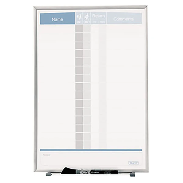 Quartet 33703 Matrix 11" x 16" Magnetic Aluminum In-Out Board with Silver Aluminum Board