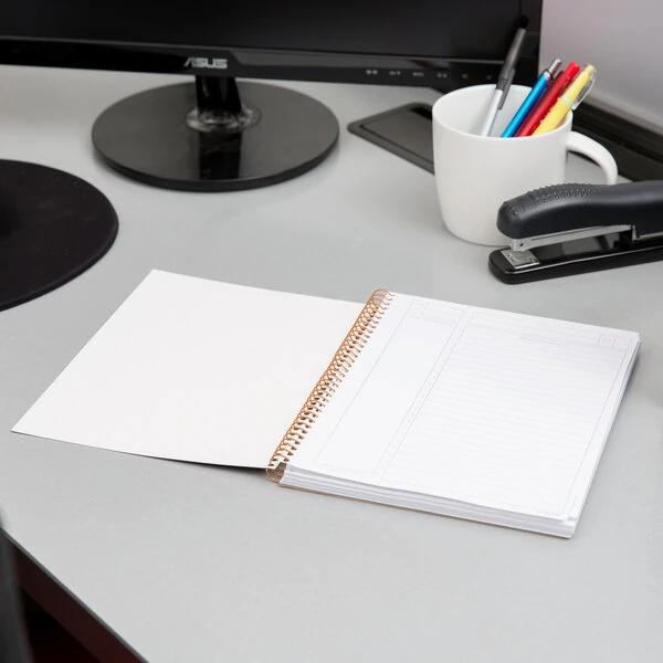 TOPS 63828 JEN Action 6 3/4" x 8 1/2" Wirebound Planner with Black Gloss Cover