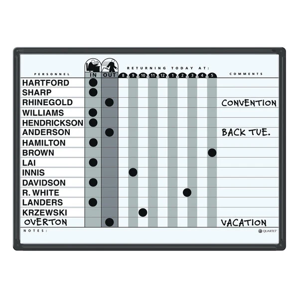 Quartet 781G 18" x 24" Magnetic Porcelain In-Out Whiteboard with Black Aluminum Frame
