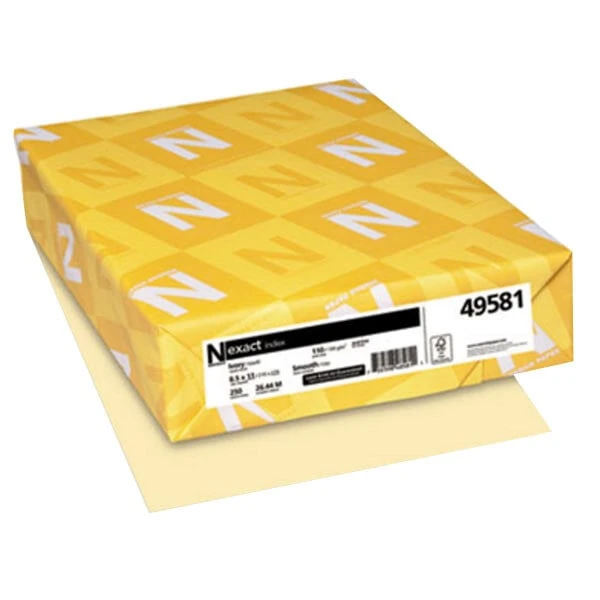 Neenah 49581 Exact 8 1/2" x 11" Ivory Pack of 110 lb. Index Paper Cardstock - 250 Sheets