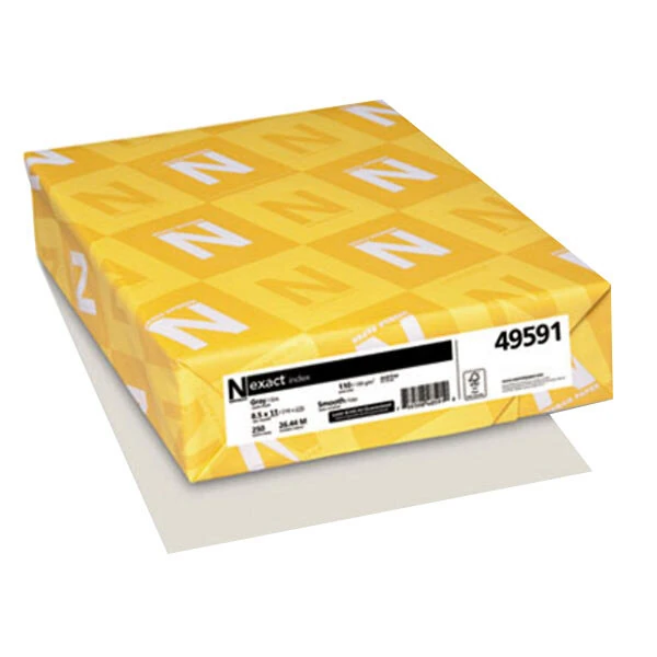 Neenah 49591 Exact 8 1/2" x 11" Gray Pack of 110 lb. Index Paper Cardstock - 250 Sheets