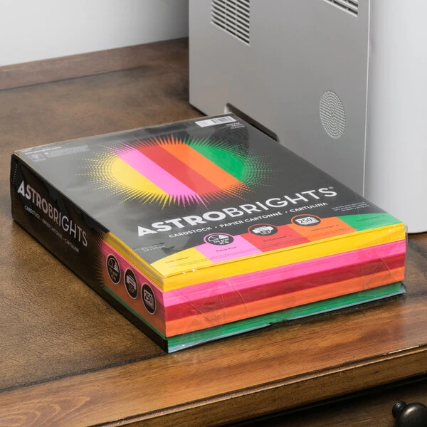 Astrobrights 21003 8 1/2" x 11" Bold Assorted Pack of 65 lb. Smooth Color Paper Cardstock - 250 Sheets