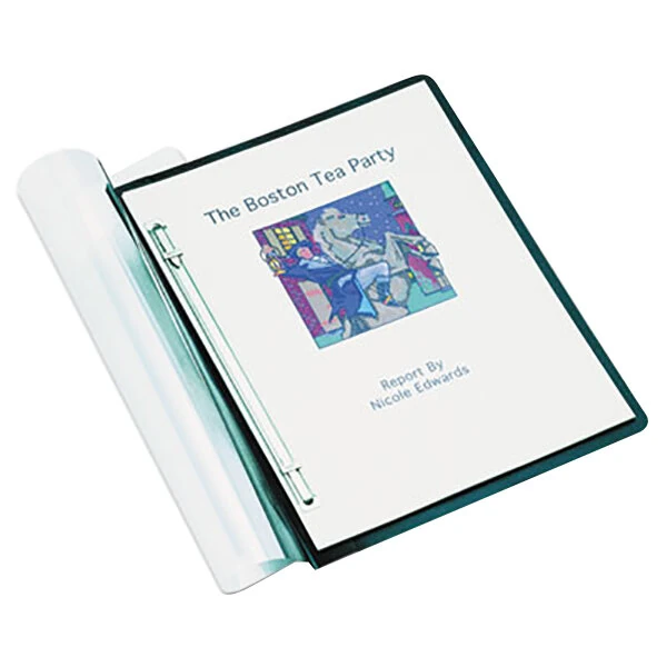 Acco 36251 8 1/2" x 11" Frosted Plastic Side Bound Report Cover with Prong Fastener and Black Back - 3" Capacity