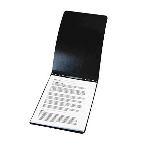 Acco 19021 8 1/2" x 14" Black Presstex Top Bound Legal Report Cover with Prong Fastener - 2" Capacity