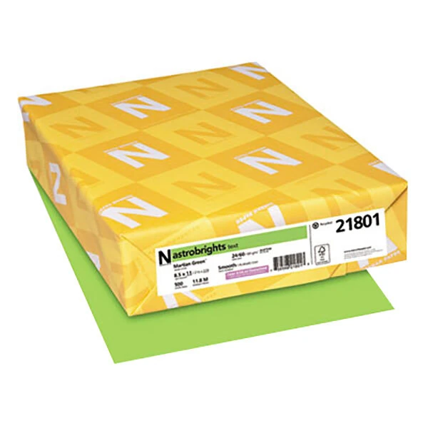 Astrobrights 21801 8 1/2" x 11" Martian Green Ream of 24 lb. Color Paper - 500 Sheets