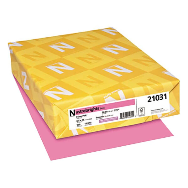 Astrobrights 21031 8 1/2" x 11" Pulsar Pink Ream of 24 lb. Color Paper - 500 Sheets