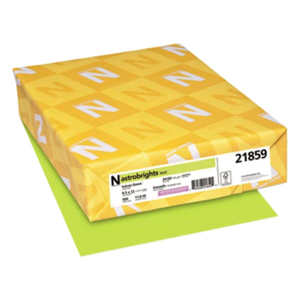 Astrobrights 21859 8 1/2" x 11" Vulcan Green Ream of 24 lb. Color Paper - 500 Sheets