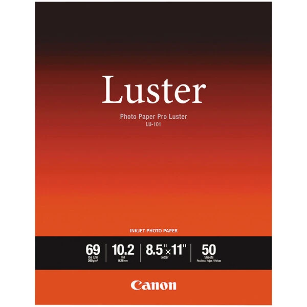 Canon 6211B004 Pro Luster 8 1/2" x 11" Luster White Pack of 10.2 Mil Photo Paper - 50 Sheets