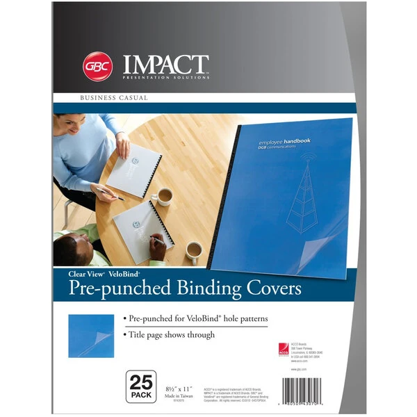 Swingline GBC 9743070 VeloBind 11" x 8 1/2" Clear Pre-Punched Binding System Cover - 25/Pack