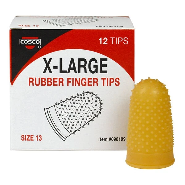 Cosco 098199 Size 13 (Extra Large) Amber Rubber Finger Tips - 12/Pack