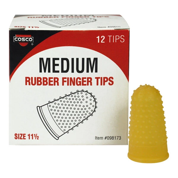 Cosco 098173 Size 11 1/2 (Medium) Amber Rubber Finger Tips - 12/Pack
