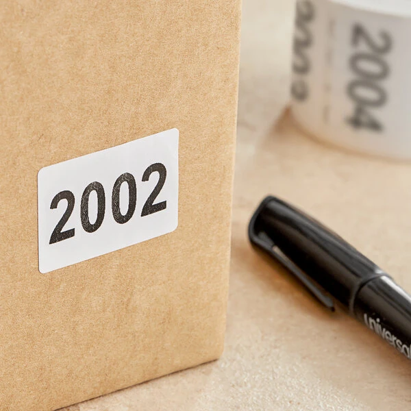 Lavex 1" x 1 1/2" White Semi-Gloss Paper Permanent Rectangular Consecutive Number 2001 to 2500 Inventory Label - 500/Roll