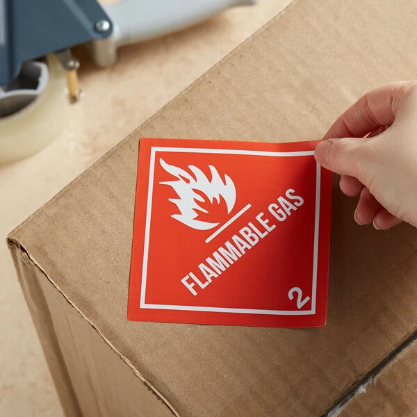 Lavex 4" x 4" Flammable Gas Gloss Paper Permanent Label - 500/Roll