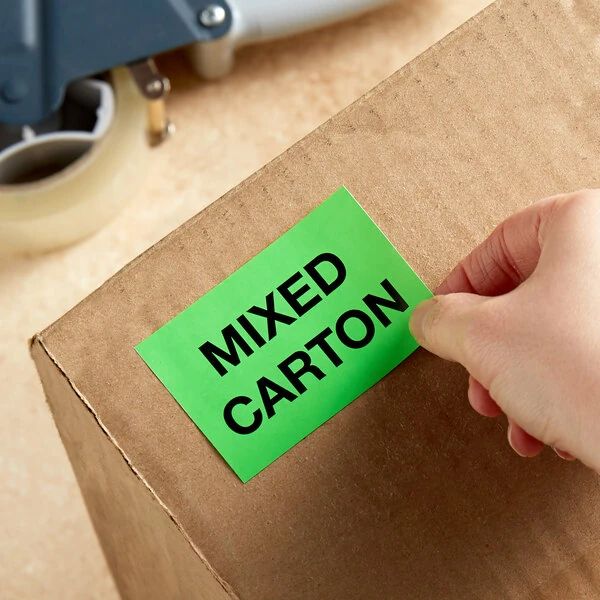Lavex 2" x 3" Mixed Carton Matte Paper Permanent Label - 500/Roll