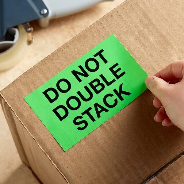 Lavex 3" x 5" Do Not Double Stack Matte Paper Permanent Label - 500/Roll