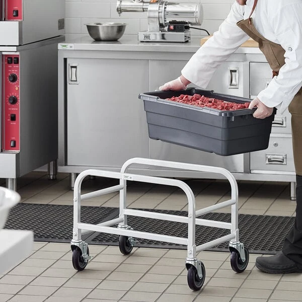 Regency Mobile Aluminum Lug Rack with Gray Meat Lug / Tote Box - Unassembled