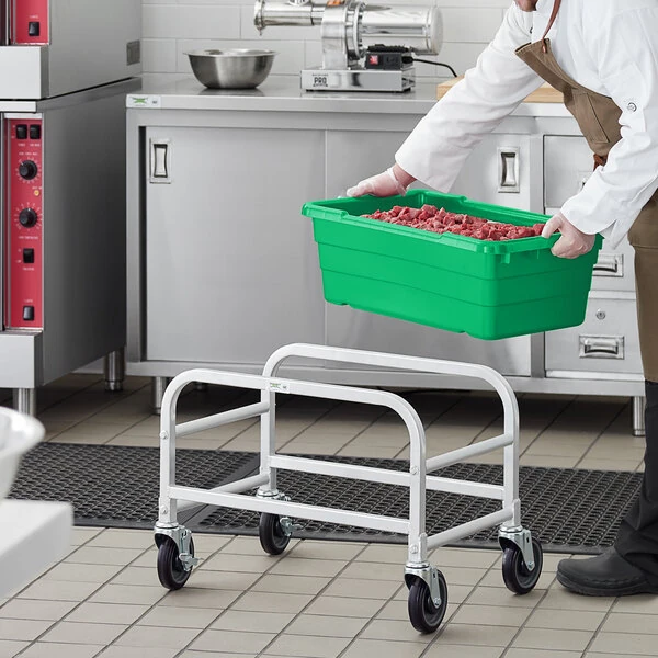 Regency Mobile Aluminum Lug Rack with Green Meat Lug / Tote Box - Unassembled