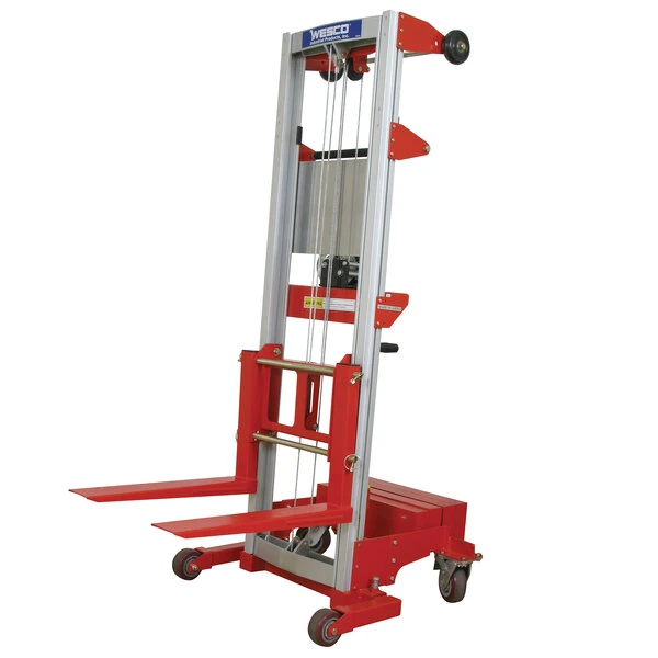 Wesco Industrial Products 400 lb. Counter-Balance Hand Winch Lift with 22 1/2" Forks, Straddle Base and 120" Lift Height 273516