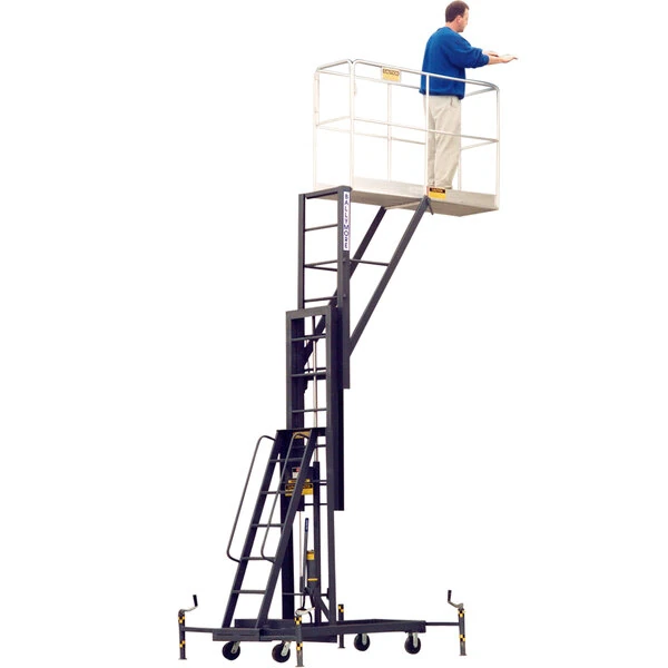 Ballymore BL-C14 Single-Person Manually Propelled Maintenance Lift with 20" x 64" Cantilevered Aluminum Platform and 42" Guard Rails - 300 lb., 20' Working Height