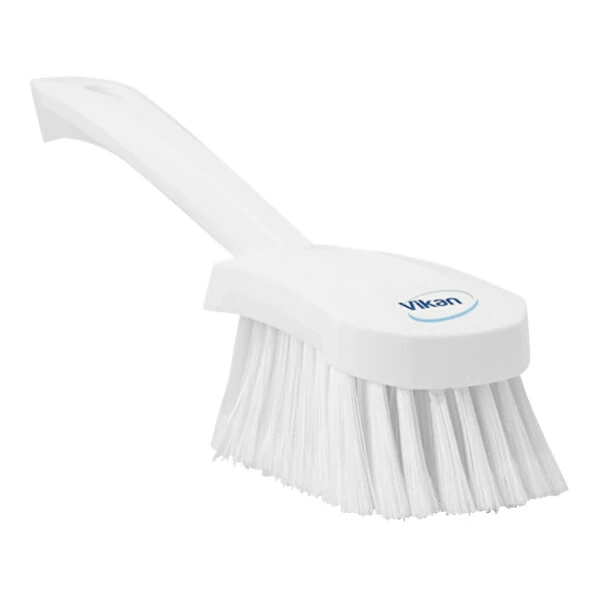 Vikan 41945 10 5/8" White Washing Brush with Short Handle and Soft / Split Bristles