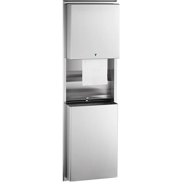 Bobrick B-39747 ClassicSeries Recessed Convertible, Automatic, Universal Roll Towel Dispenser / Rectangular Trash Can