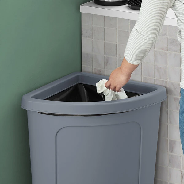 Lavex 21 Gallon Gray Corner Round Rim Top Trash Can Lid
