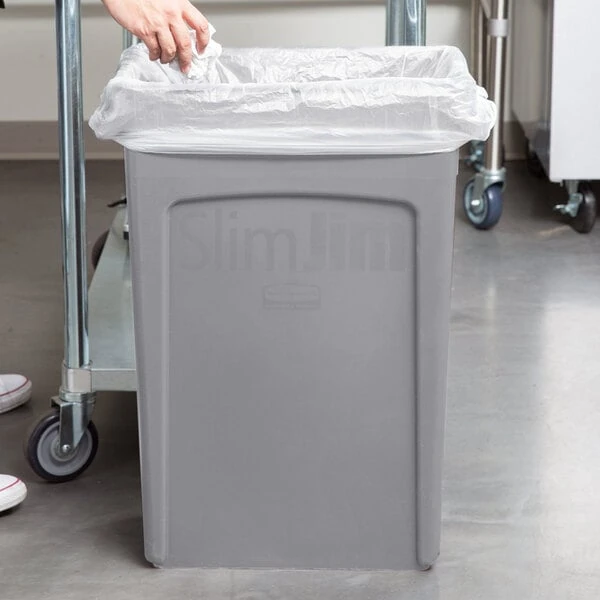 Rubbermaid® FG354060GRAY 92 Qt. / 23 Gallon Slim Jim Gray Rectangular Trash Can